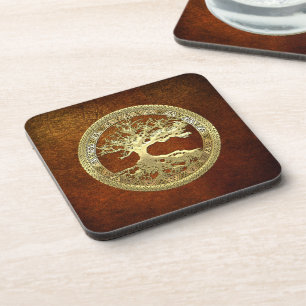 Dessous-de-verre [25] Golden Celtic Tree of Life