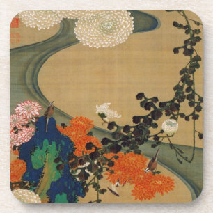 Dessous-de-verre 29. 菊 花 流 水 図, 冲 Chrysanthemum & Stream, Jakuchu, 