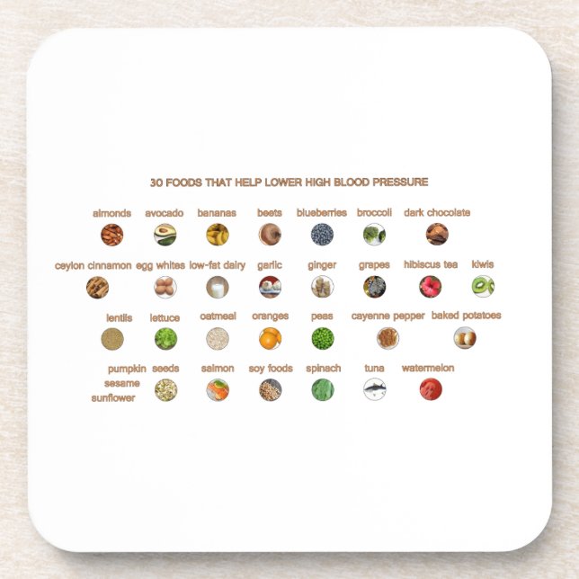 Dessous-de-verre 30 Aliments sains pour hypertension Remèdes nature (Devant)