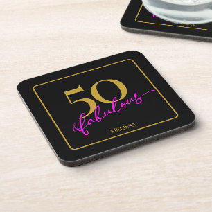 Dessous-de-verre 50 et fabuleux 50e anniversaire fête Noir et Or