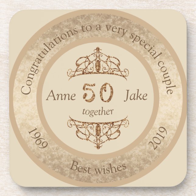 Dessous-de-verre 50e anniversaire de Mariage Cadeaux pour les coupl (Devant)