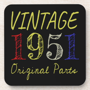 Dessous-de-verre 70e anniversaire Cadeau Vintage 1951 Pièces origin