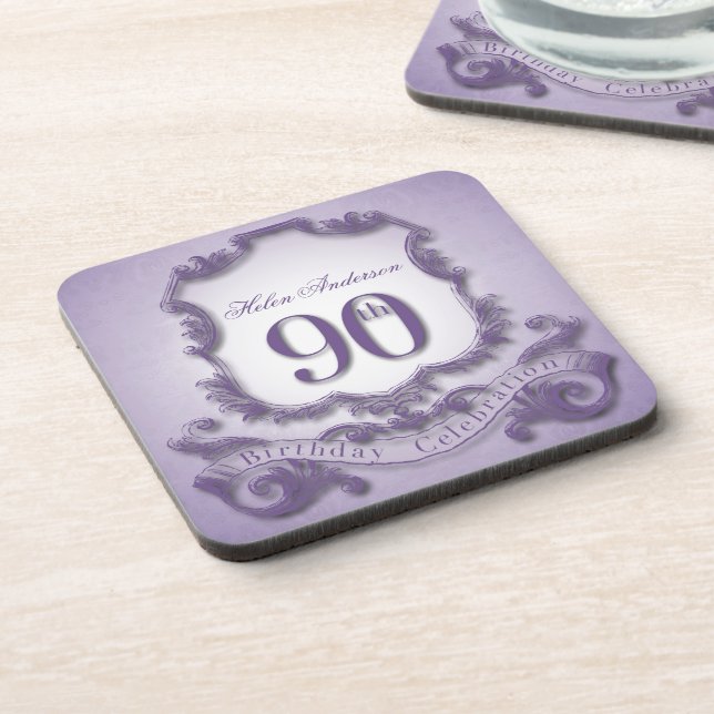 Dessous-de-verre 90e anniversaire Fête personnalisée (Côté gauche)