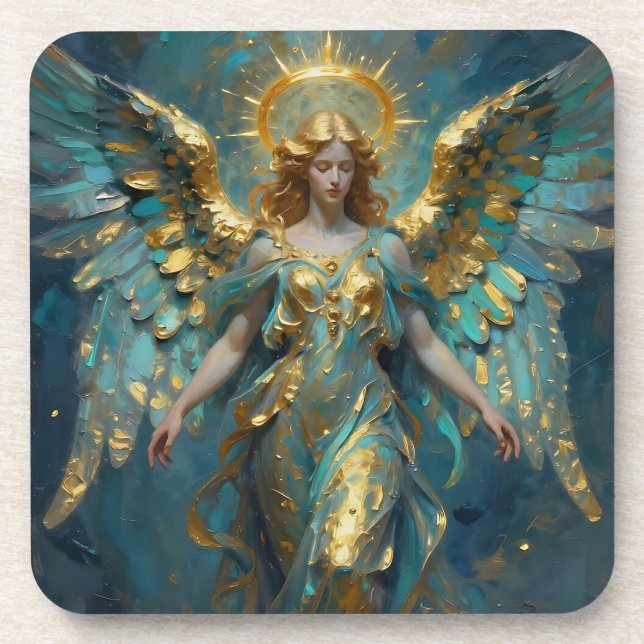 Dessous-de-verre A Beautiful Gold and Turquoise Angel  (Devant)