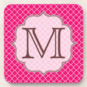 Dessous de verre à boire en Latti Monogramme rose 