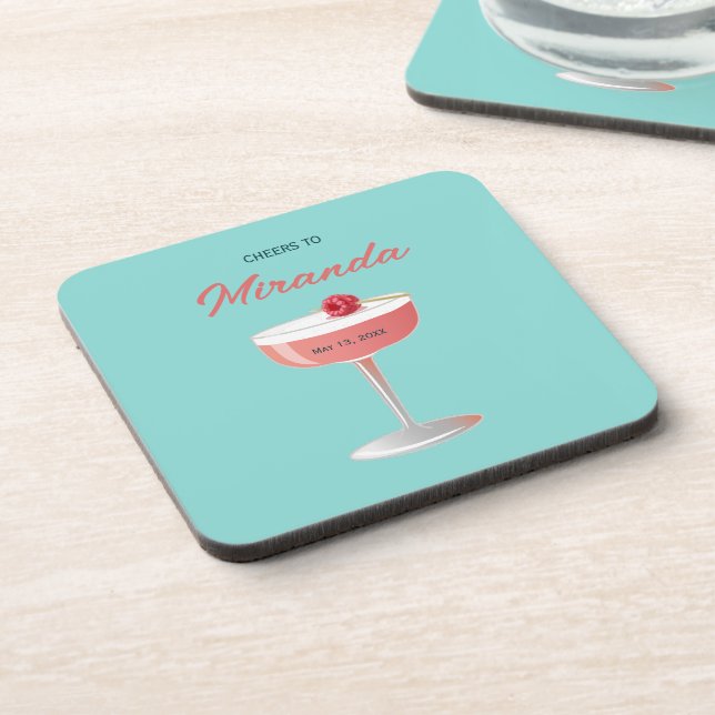 Dessous-de-verre À la fête personnalisée de [Nom] (Côté gauche)