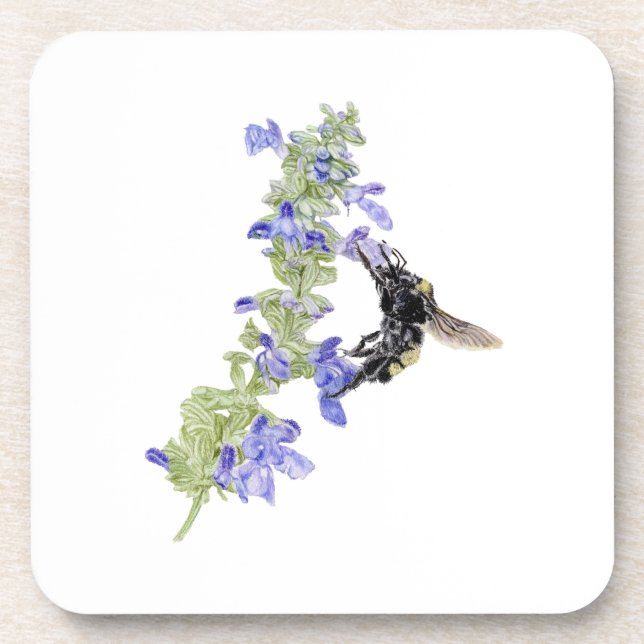 Dessous-de-verre Abeille et sauge bleue (Devant)