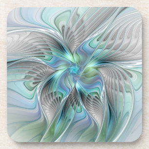 Dessous-de-verre Abstrait Bleu Vert Papillon Imaginaire Fractal Art