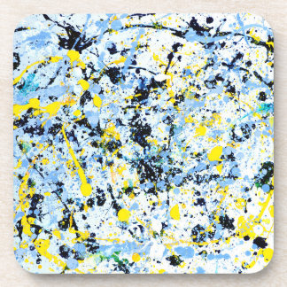 Dessous-de-verre Abstrait en bleu, jaune et noir