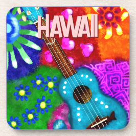 Dessous-de-verre Abstrait Funky Ukulele Floral Tropical Turquoise P