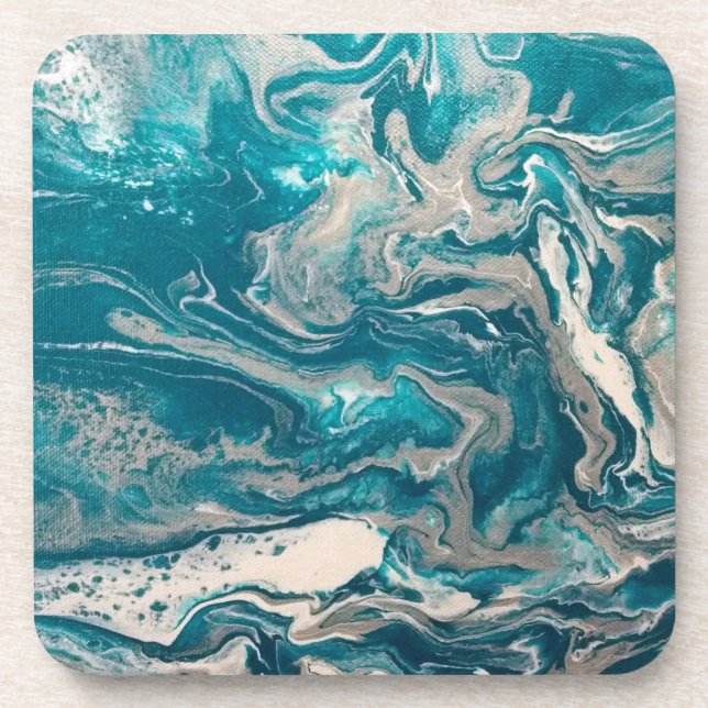 Dessous de verre Abstraits turquoise (série de 6) (Devant)