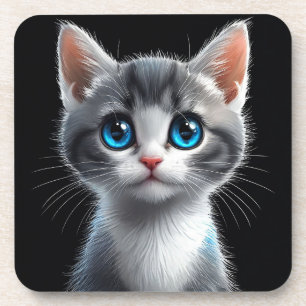 Dessous-de-verre Adorable Chat Gris Avec Des Yeux Bleus saisissants