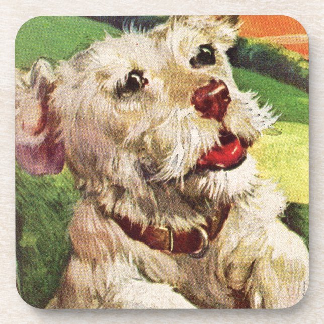 Dessous-de-verre adorable petite illustration de chien de terrier (Devant)