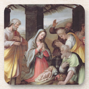 Dessous-de-verre Adoration des bergers, c.1500 (tempera sur la