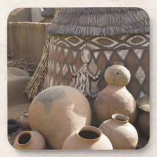 Dessous-de-verre Afrique, Afrique de l'Ouest, Ghana, Sirigu. Fait m
