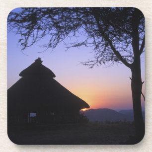 Dessous-de-verre Afrique, Éthiopie, région du fleuve Omo, coucher d