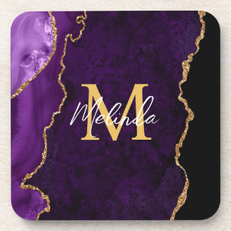 Dessous-de-verre Agate en marbre violet et or