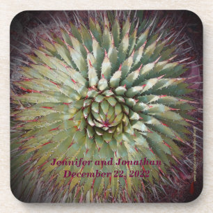 Dessous-de-verre Agave Spikes Nom personnalisé et Mariage de date