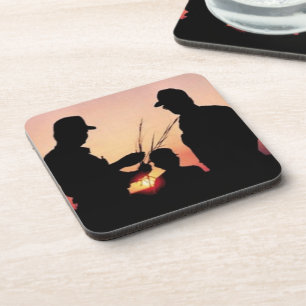 Dessous-de-verre Agriculteurs et coucher du soleil
