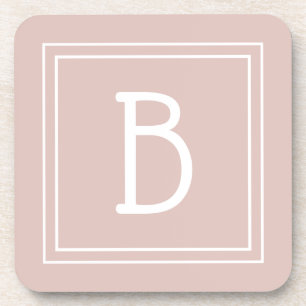 Dessous-de-verre Agritourisme moderne Monogramme rose & blanc initi