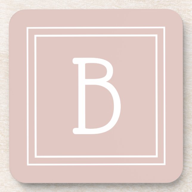 Dessous-de-verre Agritourisme moderne Monogramme rose & blanc initi (Devant)