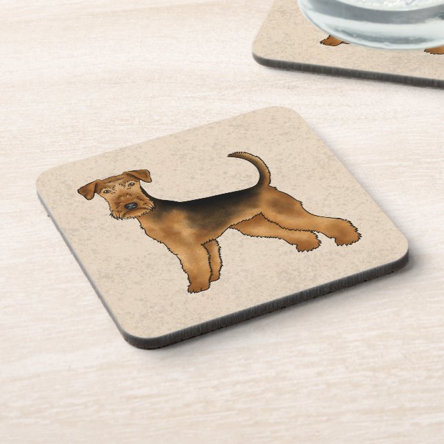 Dessous-de-verre Airedale Terrier mignon Dessin De Caricature Chien (Côté gauche)