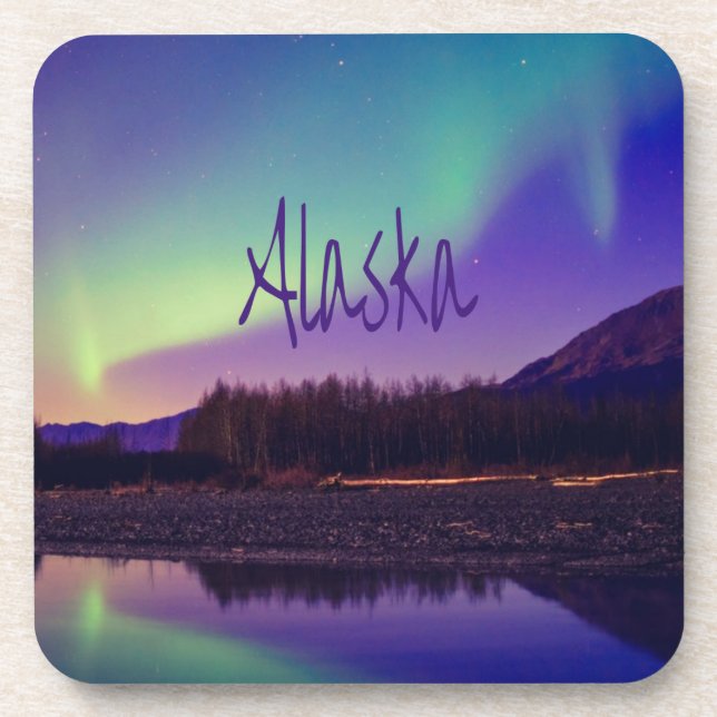 Dessous-de-verre Alaska Northern Lights Mountains Lake (Devant)