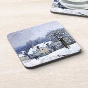 Dessous-de-verre Alfred Sisley Place du Chenil à Marly, neige
