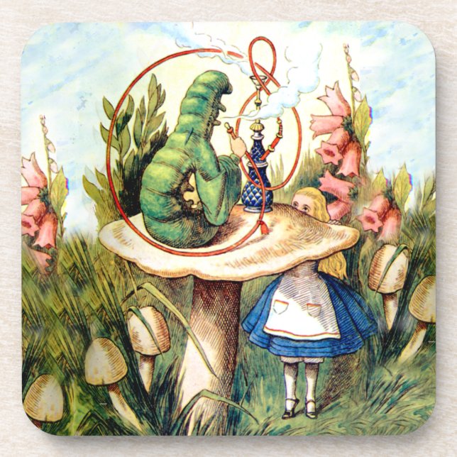 Dessous-de-verre Alice et Caterpillar au pays des merveilles (Devant)