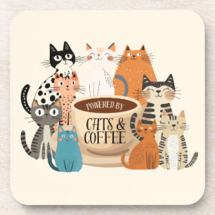 Dessous-de-verre Alimenté par les chats et le café