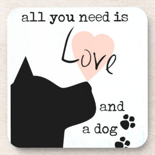 Dessous-de-verre all you need is love and a dog pink blue pit bull