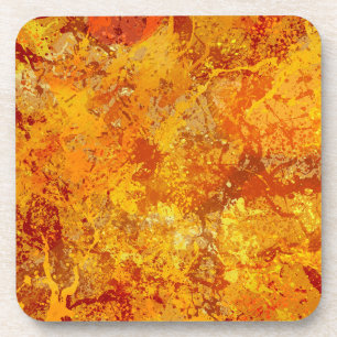 Dessous-de-verre Alloy Orange et Amber Paint Splatter Abstrait