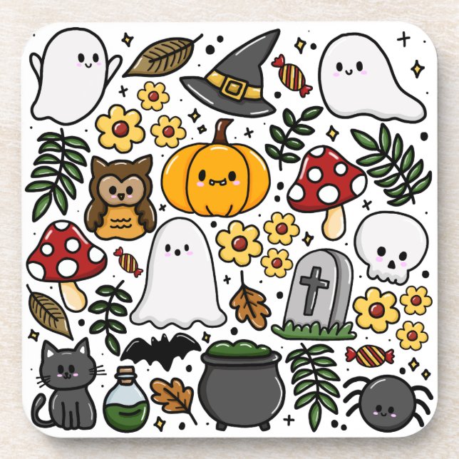 Dessous-de-verre Almofada com estampa fofa de Halloween (Devant)