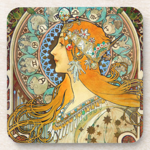 Dessous-de-verre Alphonse Mucha Art Nouveau Zodiac