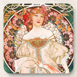 Dessous-de-verre Alphonse Mucha F. Champenois Coasters