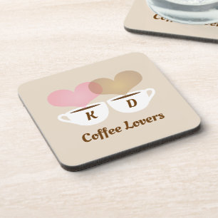 Dessous-de-verre Amateurs de café rose Brown Personnalisé Initiales