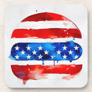 Dessous-de-verre America Burger (Peinture Blanche No. 2)