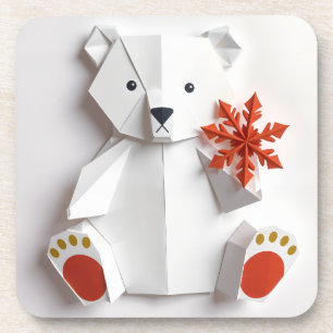 Dessous-de-verre Amusement d'ours polaire en origami