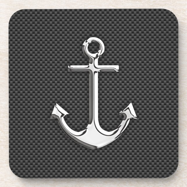 Dessous-de-verre Ancre Chrome sur fibre de carbone (Devant)