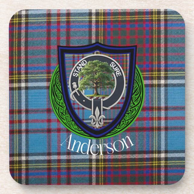 Dessous-de-verre Anderson Scottish Clan Tartan et Crest (Devant)