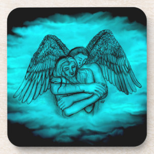 Dessous-de-verre Angel Eros en amour, design noir et vert