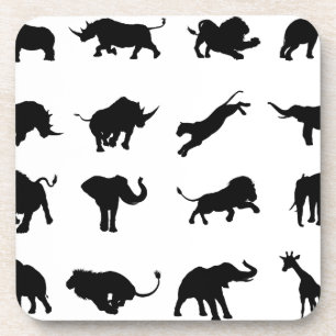 Dessous-de-verre Animal africain de safari de silhouette