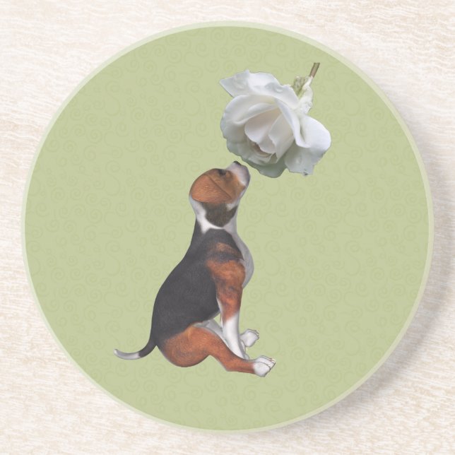 Dessous de verre animal beagle Rose de chiot (Devant)