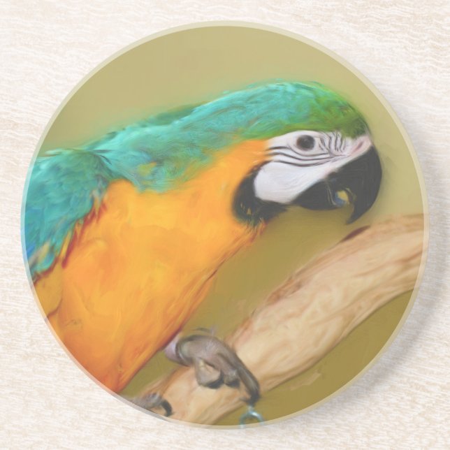 Dessous de verre animal de perroquet bleu or macaw (Devant)