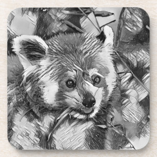 Dessous-de-verre AnimalArtBW_RedPanda_003