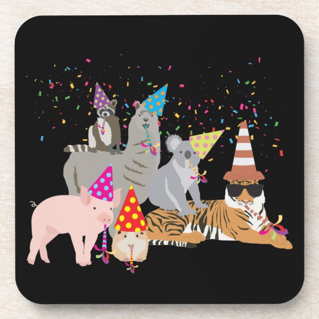 Dessous-de-verre Animaux - Beaux animaux ayant une fête (Devant)