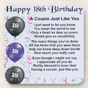 Dessous-de-verre Anniversaire de poème de cousin 18ème