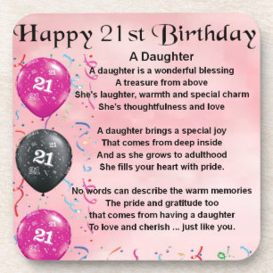 Dessous-de-verre Anniversaire de poème de fille 21ème