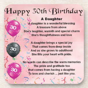 Dessous-de-verre Anniversaire de poème de fille 30ème