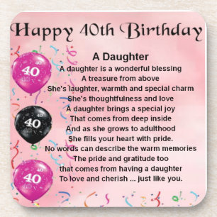 Dessous-de-verre Anniversaire de poème de fille quarantième